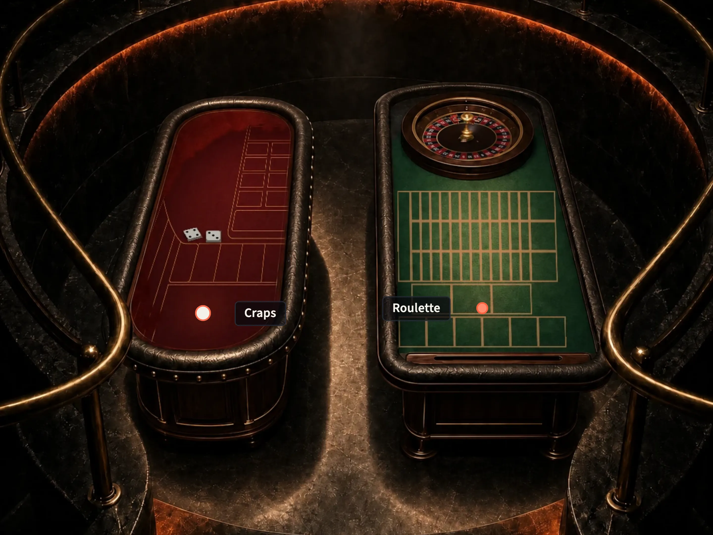 Ebari Casino live game floor screenshot: the Main Pit, with the craps and roulette tables
